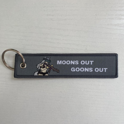 Anime Woven Embroidered Jet Tag Keychain Charm - Moons out Goons Out