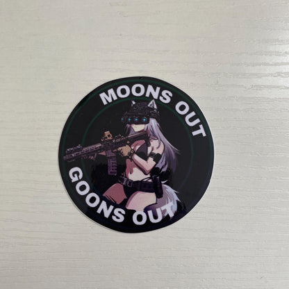 Moons Out Goons Out Anime Sticker: Waterproof Decal for Car, Laptop