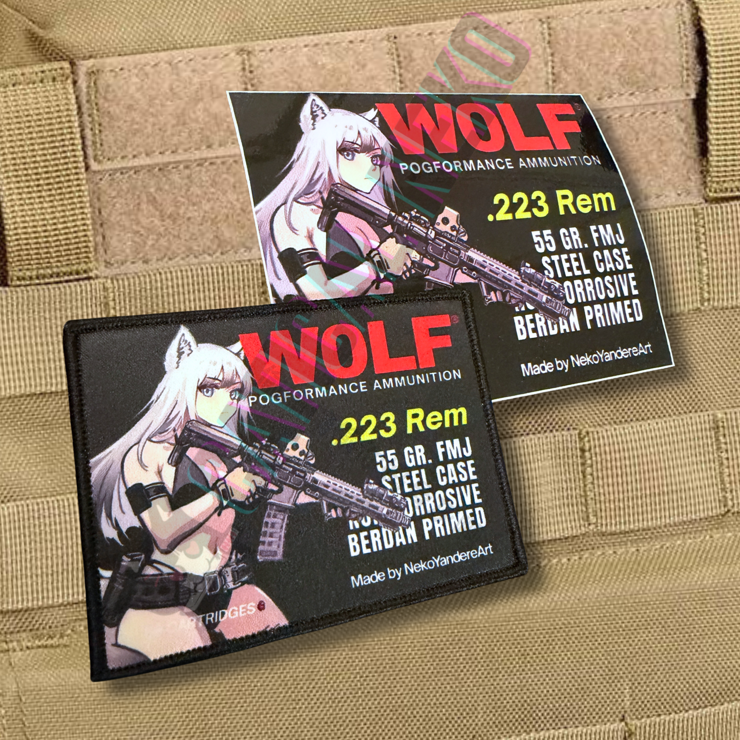 Wolf .223 REM Custom Anime Sticker Decal
