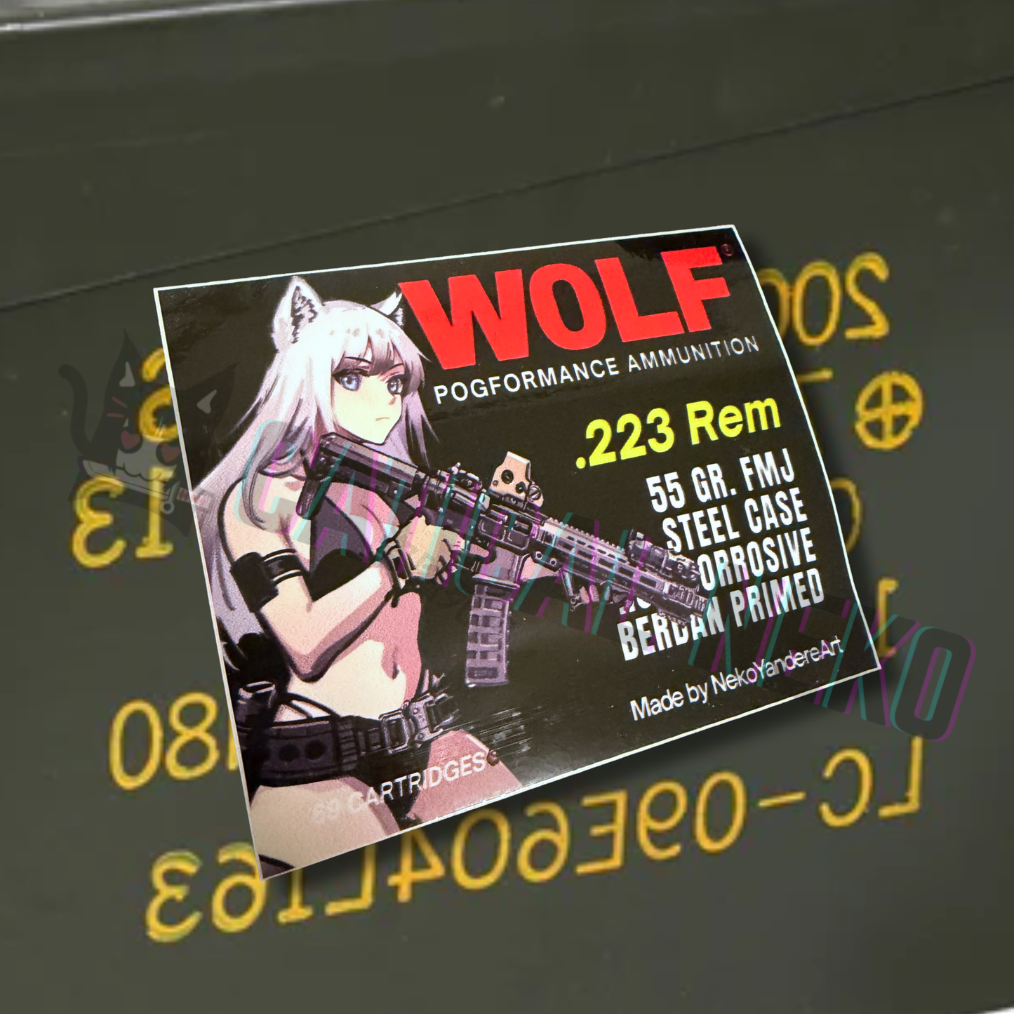 Wolf .223 REM Custom Anime Sticker Decal