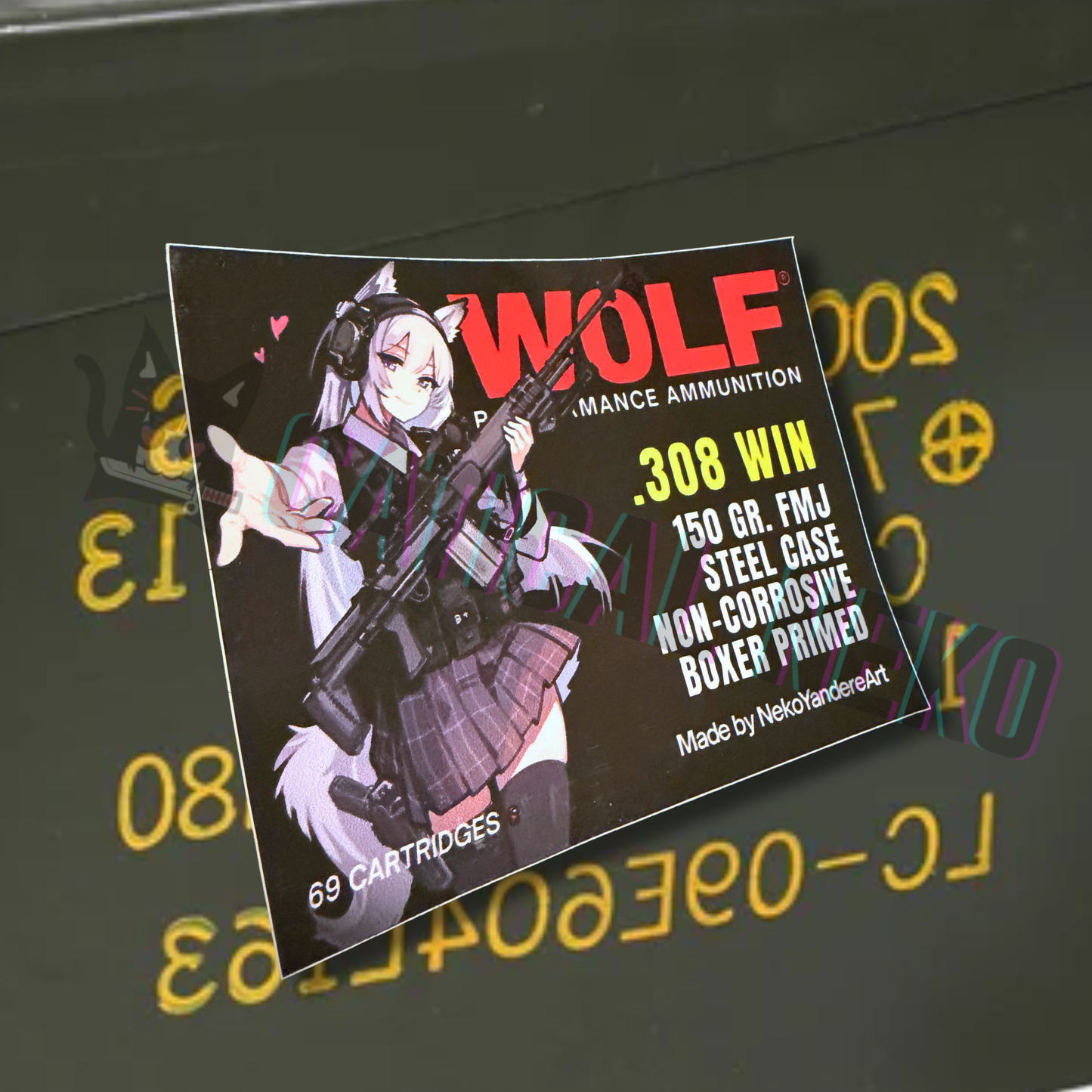Wolf .308 WIN Anime Sticker Decal