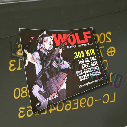 Wolf .308 WIN Anime Sticker Decal