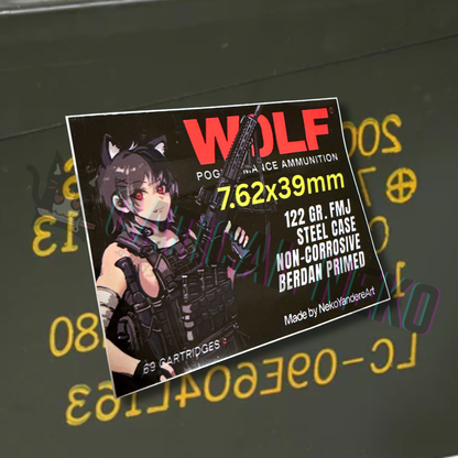 Wolf 7.62x39 Custom Anime Sticker Decal