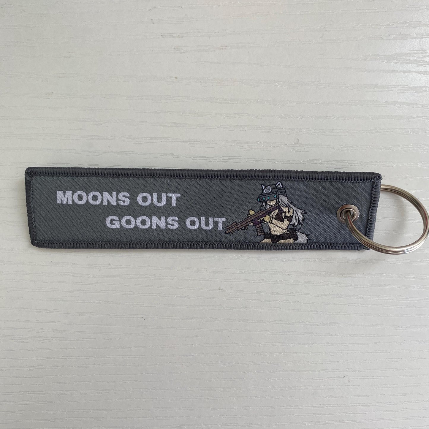 Anime Woven Embroidered Jet Tag Keychain Charm - Moons out Goons Out