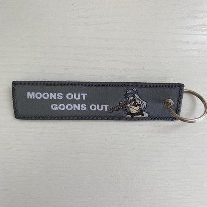 Anime Woven Embroidered Jet Tag Keychain Charm - Moons out Goons Out