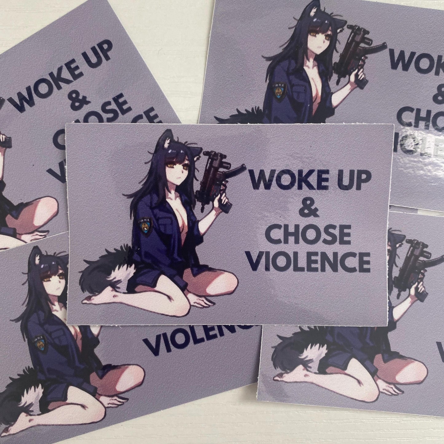Woke Up Chose Violence Anime Sticker - Waterproof Car/Laptop Decal
