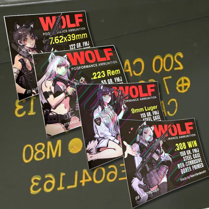 Wolf .308 WIN Anime Sticker Decal