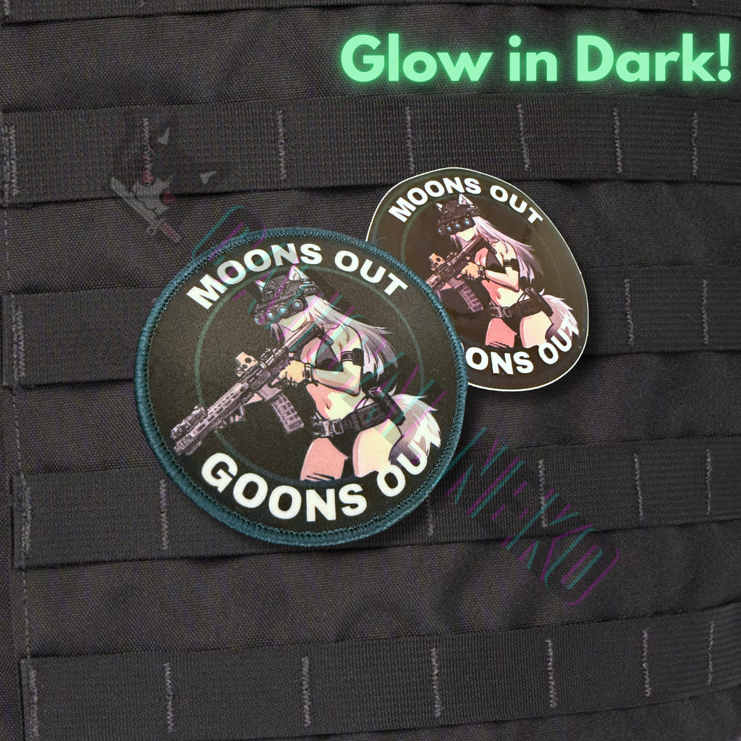 Anime Morale Patch - Moons Out Goons Out -  Glow in Dark