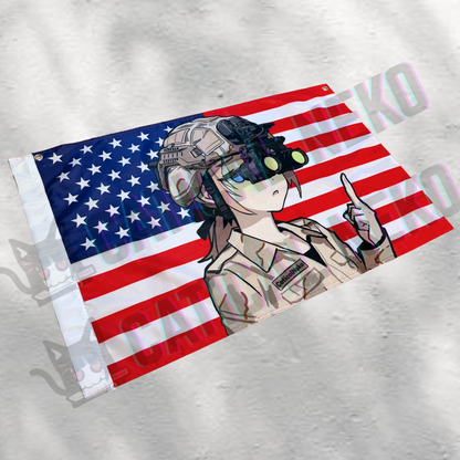 Anime Flag - Night Vision Girl - USA Flag