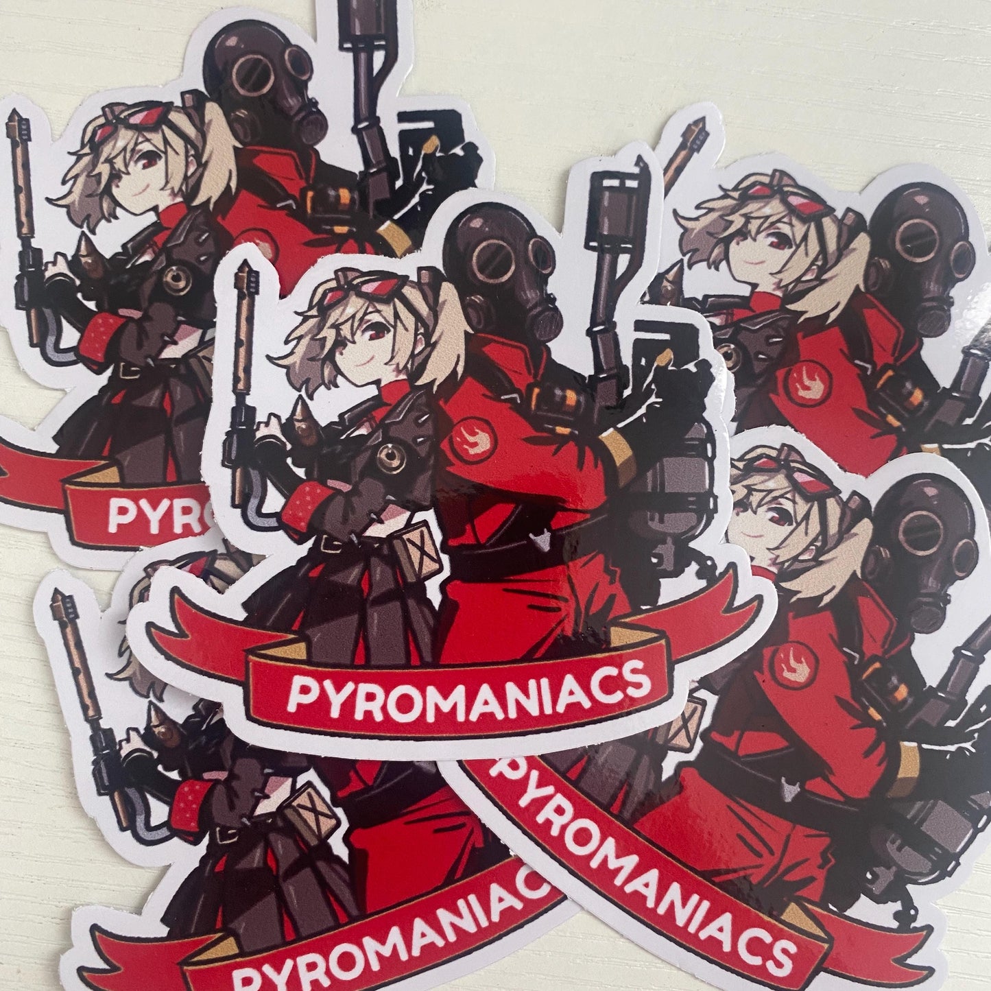 Burnice & Pyro Zenless Zone Zero x TF2 Anime Sticker: Waterproof Car/Laptop Decal