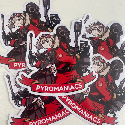 Burnice & Pyro Zenless Zone Zero x TF2 Anime Sticker: Waterproof Car/Laptop Decal