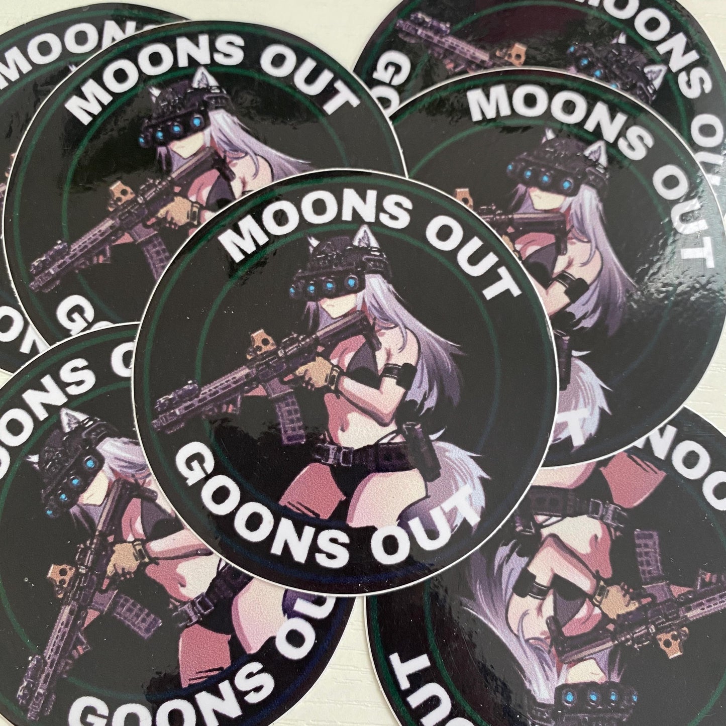 Moons Out Goons Out Anime Sticker: Waterproof Decal for Car, Laptop