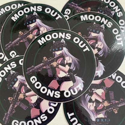 Moons Out Goons Out Anime Sticker: Waterproof Decal for Car, Laptop