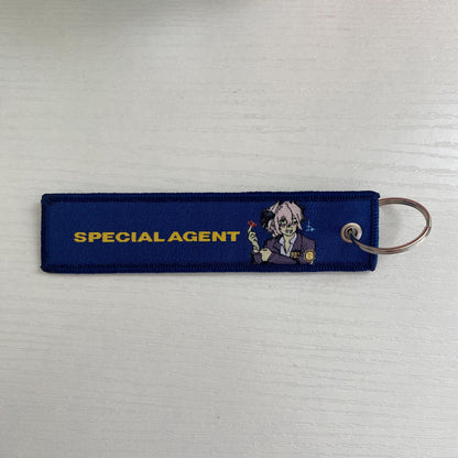 Anime Woven Embroidered Jet Tag Keychain Charm - FBI - Femboy Bussy Inspector - Special Agent