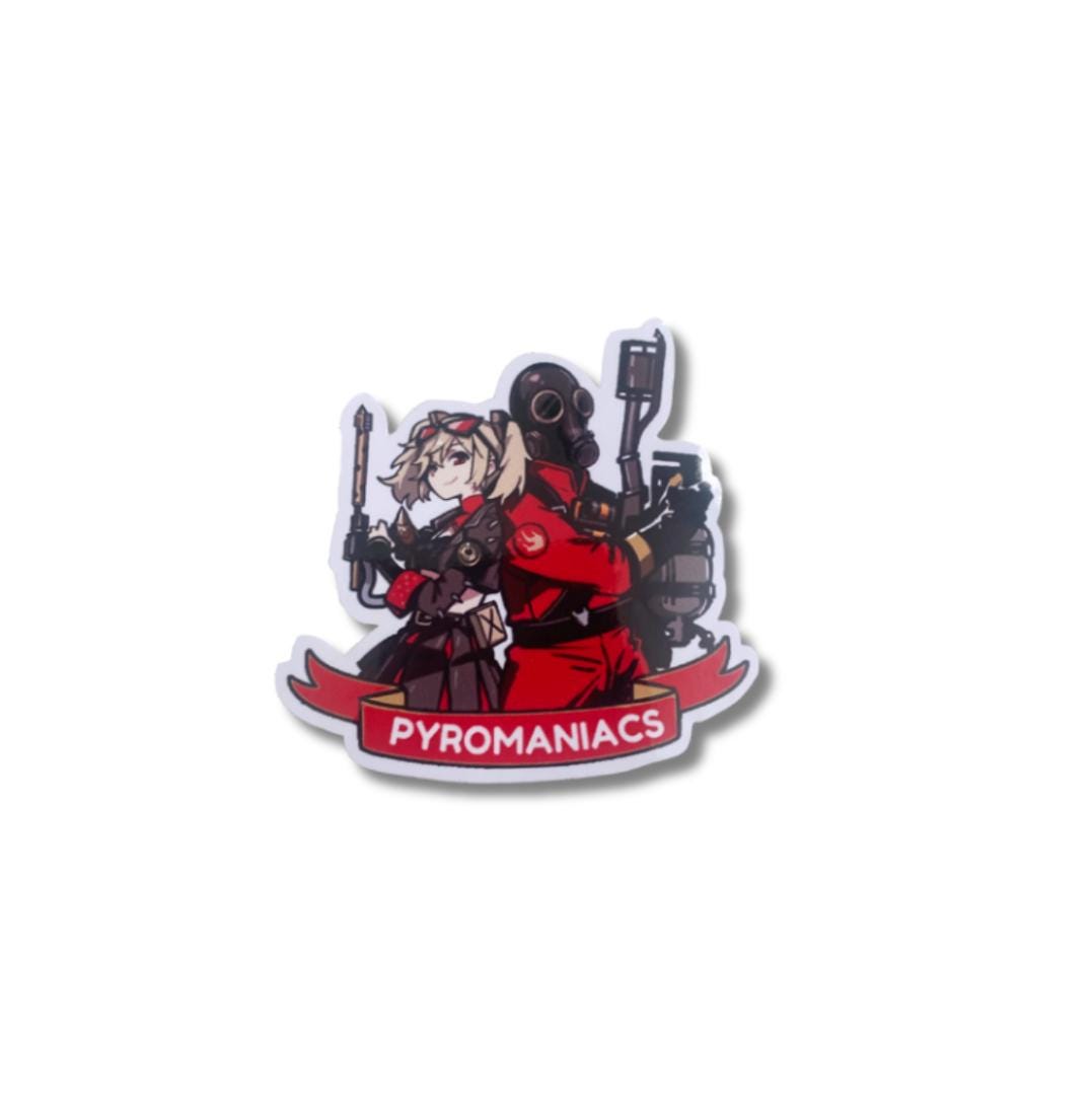 Burnice & Pyro Zenless Zone Zero x TF2 Anime Sticker: Waterproof Car/Laptop Decal