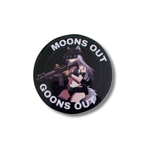 Moons Out Goons Out Anime Sticker: Waterproof Decal for Car, Laptop