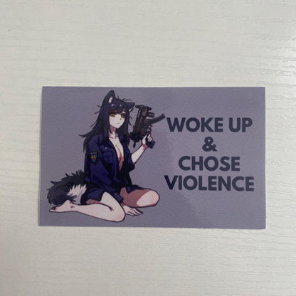Woke Up Chose Violence Anime Sticker - Waterproof Car/Laptop Decal